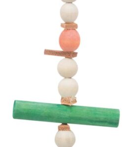 Wooden toy with leather and pearls